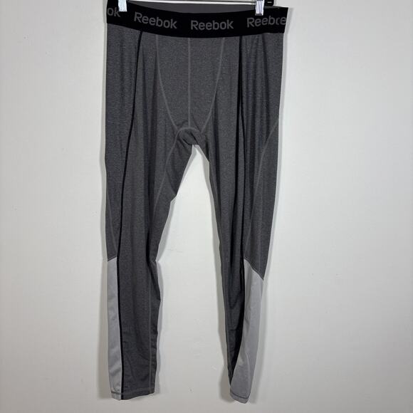 Reebok Compression Base Layer Athletic Leggings Pants Gray Men Large Cold Gear - Picture 7 of 7